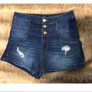 Blue High Waist Denim Refuge Cuffed woman shorts